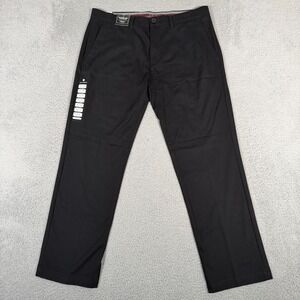 Haggar Pants Mens 36x29 Black Slim Fit Flat Front Casual Slacks Trousers Stretch